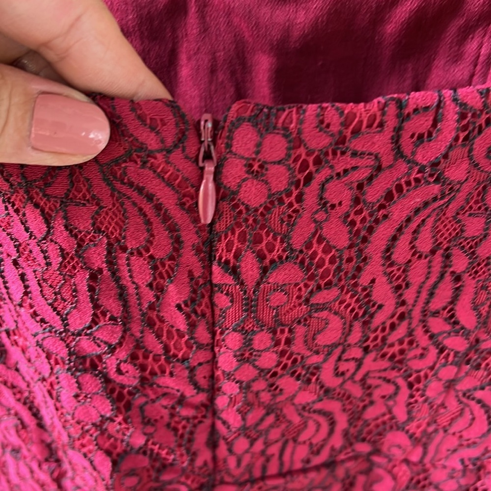 4SI3NNA Sz S Gypsy Rose Wine Red Lace Midi Dress - Picture 8 of 12